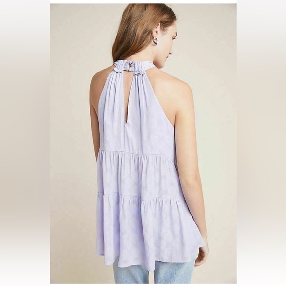 Anthropologie ‘Lavinia’ Halter Blouse Lilac Boho Sleeveless Women’s Size Large - Picture 4 of 13